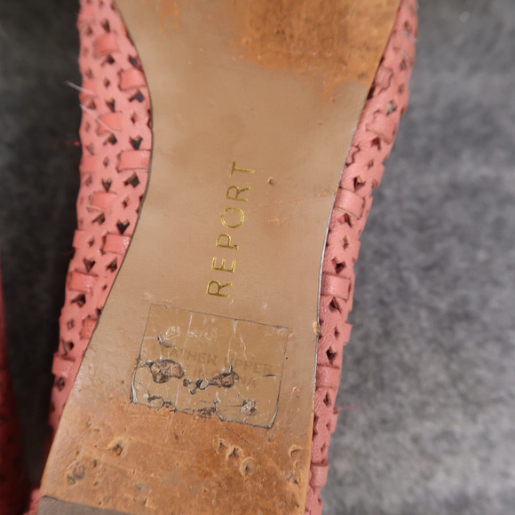 Report Shoes Womens 7 Flats Slip On Woven Peep Toe Ruffle Embellished Fashion - Picture 14 of 16